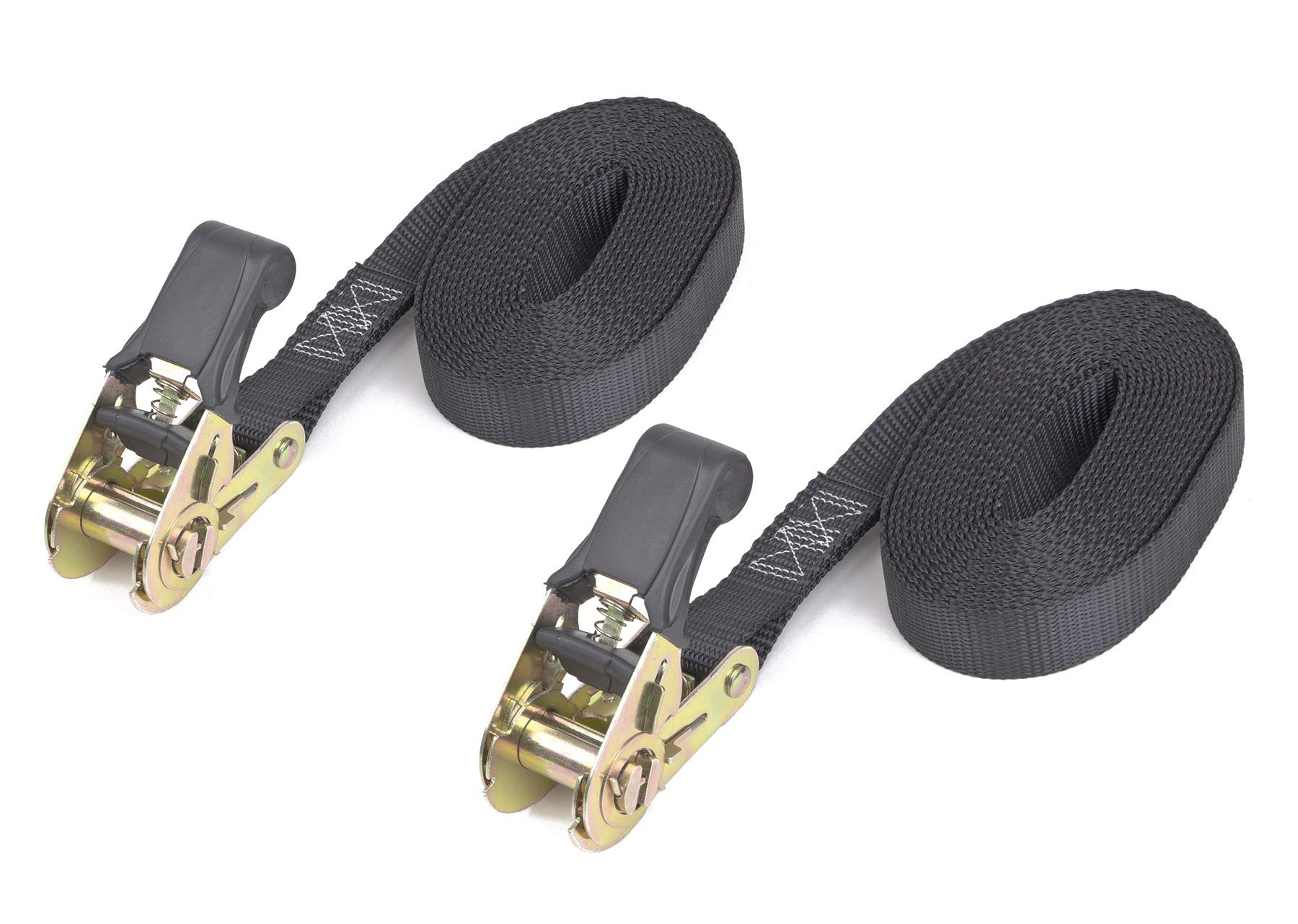 PowerTye 1in x 10ft Easy-Grip Light-Duty Endless Ratchet (no Hooks) - 400 lb. Working Load Limit / 1,200 lb. Breaking Strength - Black 2-Pack