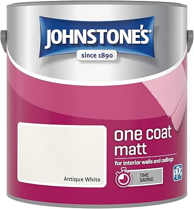 Johnstone's One Coat Matt Emulsion Paint Antique White 2.5L