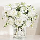 MARTINE MALL 2 Packs Peonies Artificial Flowers, White Artificial Peonies, Silk Peonies Flowers Fake Peonies Artificial Flowe
