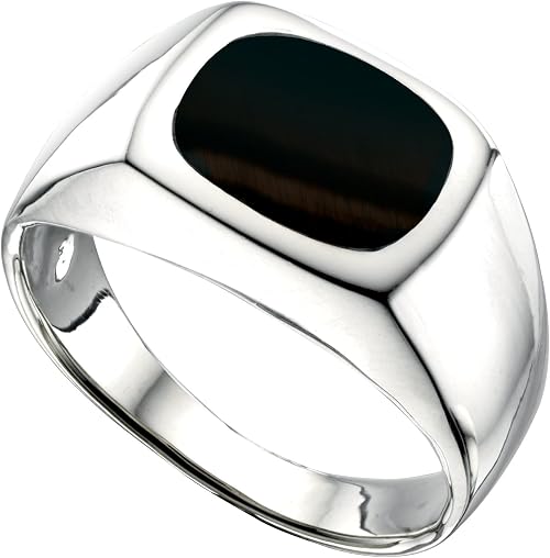 Men S Sterling Silver Real Onyx Signet Ring British Made Hallmarked Amazon Co Uk Clothing