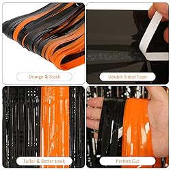 PIGETALE 2 Pack Black and Orange Tinsel Foil Fringe