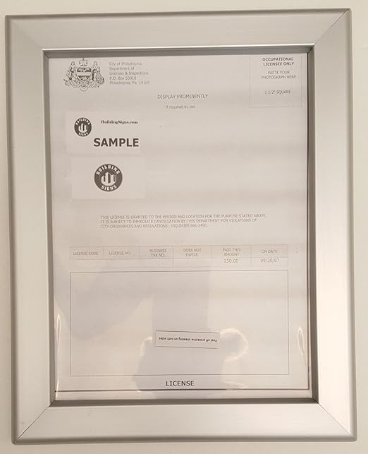 Business license frame PA 8.5x11 ( Heavy Duty ) 