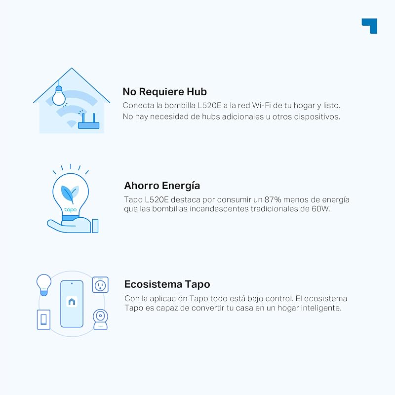 Tp-link tapo l520e - lâmpada led inteligente, lâmpada wifi sem necessidade de hub, branco neutro 4000k, regulável, e27, 8,7w/806lm, compatível com alexa, echo e google home