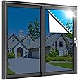 rabbitgoo One Way Window Privacy Film, Window Tint for Home, Reflective Heat Control Sun Blocking Anti UV See Out Not in Glass Door Covering Tinting Film, 17.5 in X 9.8 Feet, Blue Silver