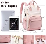 LOVEVOOK Laptop Backpack 15.6 inch Womens Anti Theft USB Port Waterproof Pink view 2