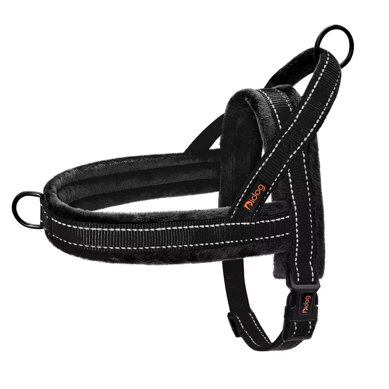 Photo 1 of Didog Soft Flannel Padded Dog Vest Harness, No Pull/Quick Fit Reflective Dog Strap Harness, Easy for Training Walking (M:Chest 21-26", Black)
