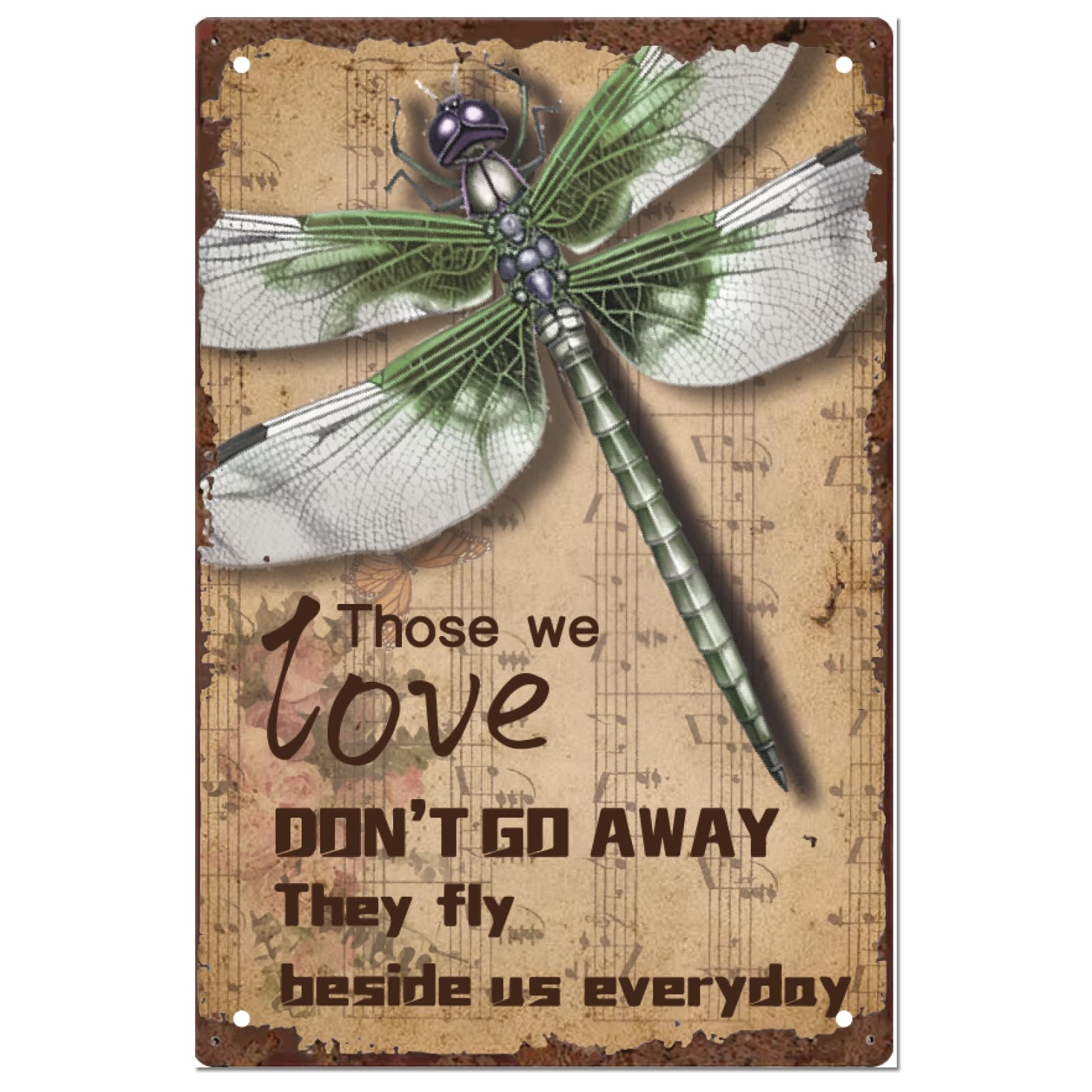 SUPERDANT Dragonfly Metal Signs Vintage Tin Signs Dragonfly Sign Those We Love Don't Go Away Wall Plaque s Metal Wall Art Man CaveHousewarming Gift Vintage Decor