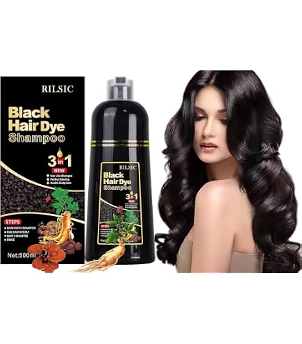 RAMXCION Black Hair Dye Shampoo - Instant Grey Hair Coverage
