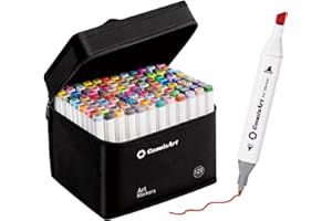 GenuisArt Alcohol Markers, Chisel & Fine Dual Tips,Paint Markers For Coloring, Drawing, Sketching, Card Making and DIY Patinting- Perfect for Adults and Kids (White Barrel, 120)