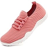 GLYGML Womens Barefoot Shoes Minimalist Walking Trainers Zero Drop Sole Slip On Yoga Casual Sneakers Lightweight Breathable Indoor House Shoes Coral_Red_W Size US 9