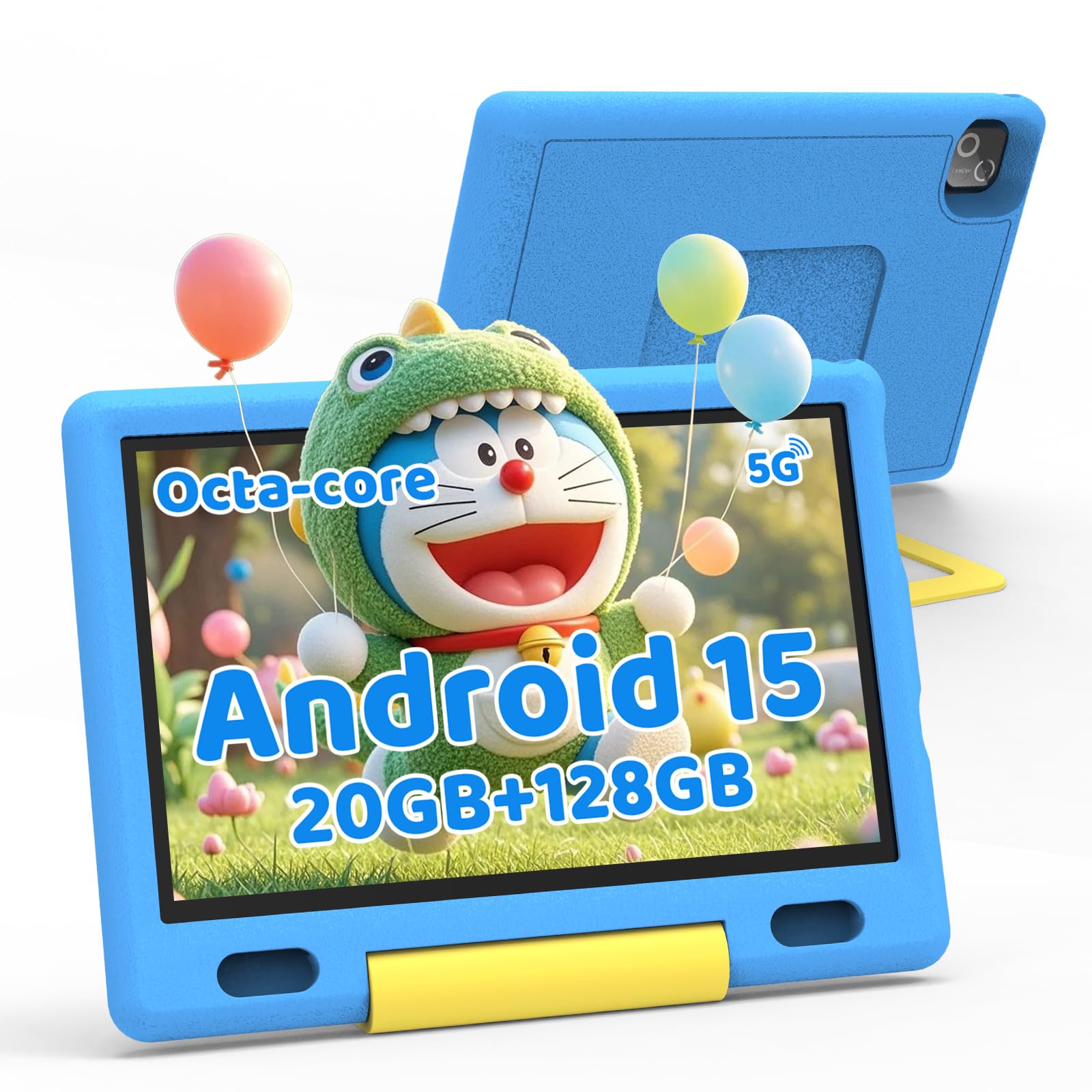 Gleeso Kids Tablet, Android 15 Tablet for Kids 10 inch Octa-Core with Case, 128GB 1TB TF Card Expandable, Tablet for Toddler Children, Parental Control, Dual Camera, WiFi,Gift(Blue)