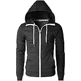 H2H Men's Slim Fit Zip Up Lightweight Long Sleeve Basic American Flag Printed Hoodie SweatShirt