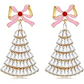 HolidayQbee Christmas Earrings for Women Delicate Earrings Dangle Hypoallergenic Cubic Zircon Drop Earrings for Holiday New Year Party Jewelry Gift