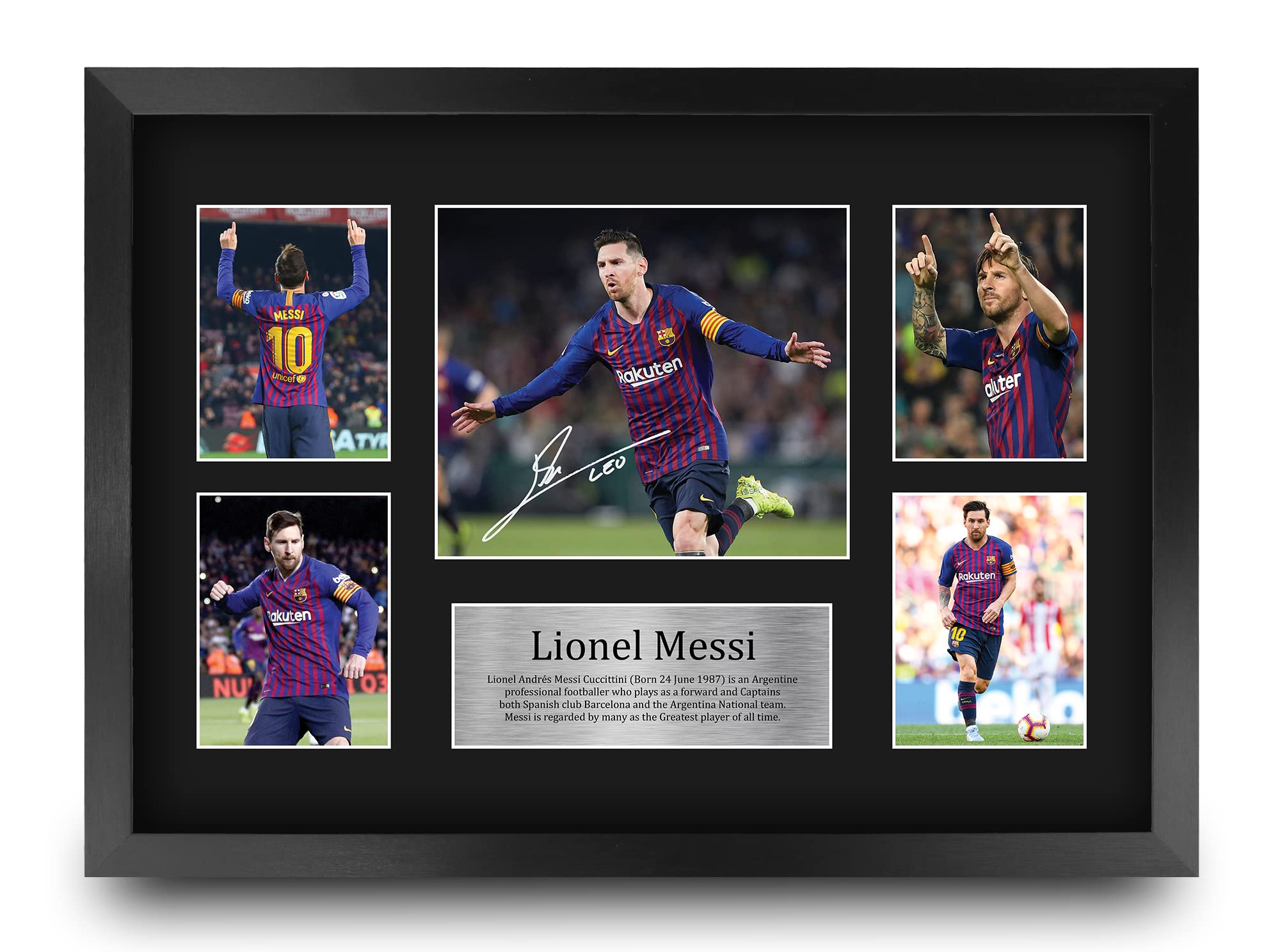 HWC Trading Lionel Messi Gift Signed A4 Printed Autograph Gifts Photo Display (Barcelona A3 Framed)