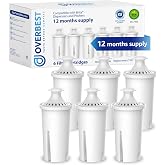 Overbest Pitcher Water Filter Replacement for Brita&reg; Filters, 6 Pack | Compatible with Brita&reg; Pitchers and Dispensers, Classic OB03, 35557, Mavea&reg; 107007 and More, NSF Certified, Reduces Lead