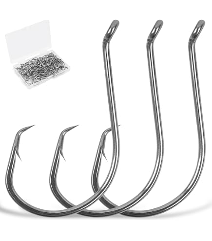 Octopus Hook Fishing Beak Circle Hook Saltwater Freshwater Barbed Hooks Catfish Long Shank High Carbon Steel Fishing Hooks (2/0-100 Pack) : Sports & Outdoors