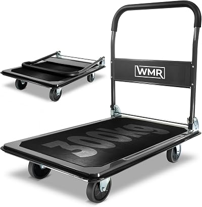 WMR Heavy-Duty Alloy Steel Platform Trolley 300kg Foldable Wheels