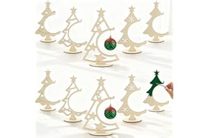 Dunzoom 10 Pcs 10.7Inch Christmas Ornament Display Tree 5 Styles Wooden Stand for Baubles Christmas Tree Shaped Display Stand