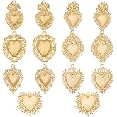 Beebeecraft 14Pcs 7 Styles Scared Heart Charms Antique 304 Stainless Steel Mexican Love Heart Charms Gothic for Jewelry Making DIY Crafts