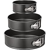 HIWARE Springform Pan Set of 3 Non-stick Cheesecake Pan, Leakproof Round Cake Pan Set Includes 3 Pieces 6" 8" 10" Springform 