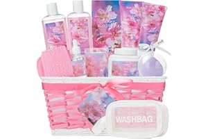 SAINT ROY Spa Gifts for Women, Home Spa Gift Basket, Luxury 12 Pcs Gift Set for Women Enchanted Cherry Blossom Scent Bath & Body Gift Set, Pamper Gifts for girls & Teens Spa Kit Birthday Gift, Spa Gifts