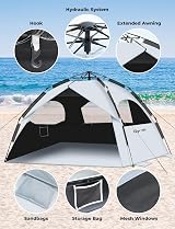 Glymnis Pop Up Beach Tent Large 4-6 Person Instant Sun Shelter UV 50+ view 3