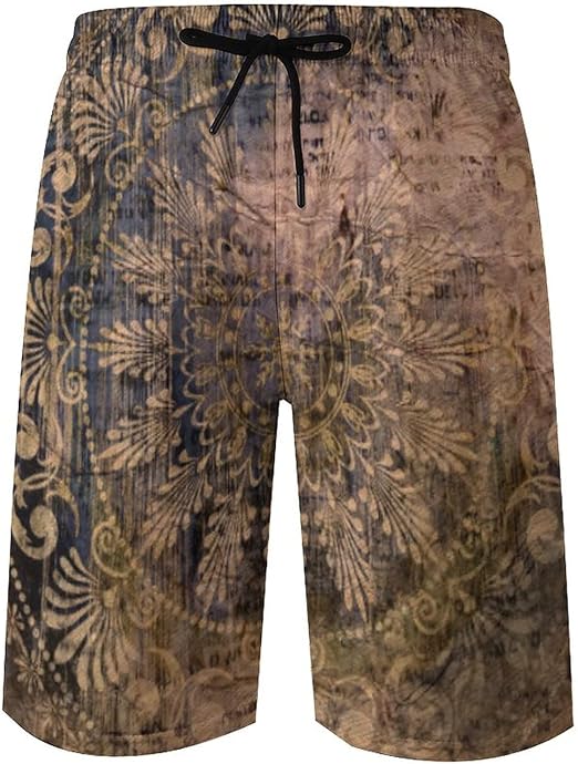 Men's Beach Short Swim Trunks Renaissance Dark Salmon, Olive Green