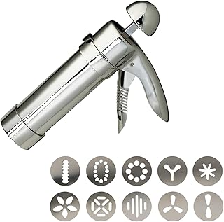 Kaiser Gebäckpressen-Set 11-teilig Gebäckpresse mit 10 Gebäckscheiben, Weihnachtesbacken, Edelstahl, einfache Einhand-Bedienung