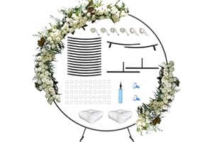Queension Large Wedding Arch for Ceremony 7 Ft, Metal Balloon Arches Backdrop Stand with Metal Base for Party Supplies, Outdoor Garden Trellis with Water Bag for Climbing Plant, Round Frame, Black
