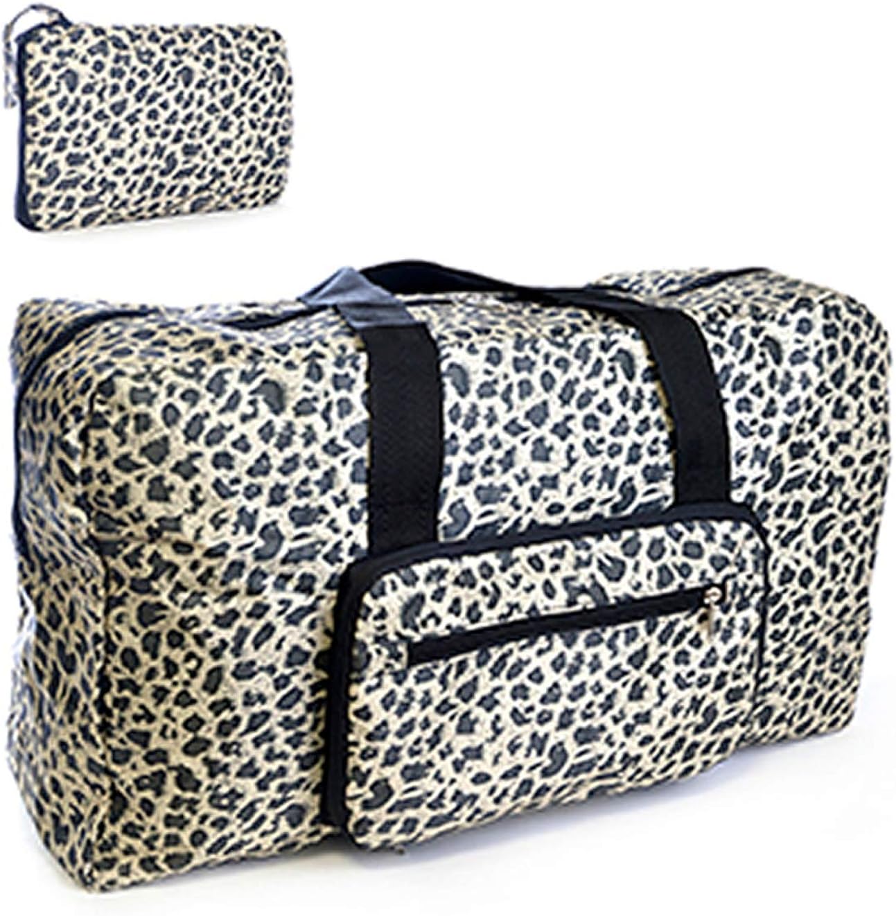 Ladies Womens Leopard Floral Print Bag, Folding Travel Shoulder Beach