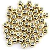 RuiLing 50-Pack 304 Stainless Steel Smooth Round Spacer Beads 3mm Hole,Seamless Loose Beads for Jewelry Making Findings DIY Crafts Accessories 8mm(Gold)