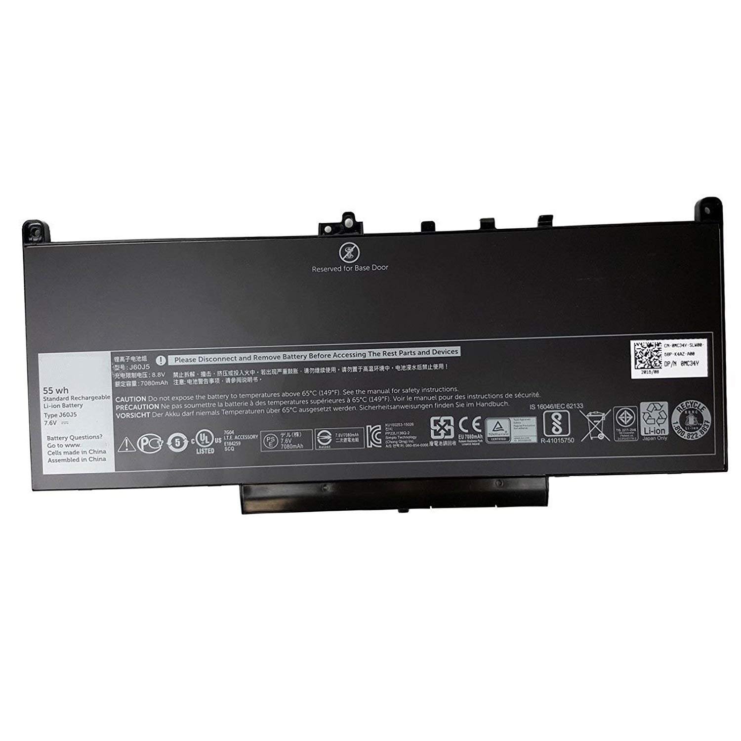 ASKC 55WH J60J5 Laptop Battery Replacement for Dell Latitude E7270 E7470 Series Notebook R1V85 MC34Y 451-BBSX 242WD 451-BBSY 451-BBSU 1W2Y2 7.6V 4Cell