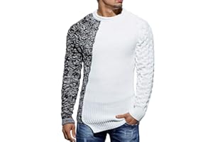 Taoliyuan Mens Pullover Sweater Winter Ribbed Knitted Color Block Comfort Stylish Twisted Long Sleeve Sweaters1