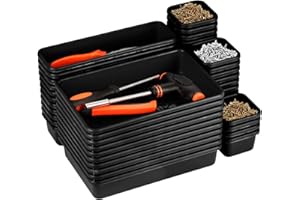 TAOTAZON Tool Box Organizer Tray Divider, Toolbox Desk Drawer Organizer with 3 Sizes, Organization and Storage Toolbox for Garage Accessories Black (60pcs)