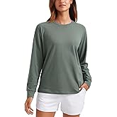 CRZ YOGA Pima Cotton Loose Long Sleeve Shirts for Women - Workout Yoga Casual Tops Crew Neck Loose Basic Soft Fall T-Shirt