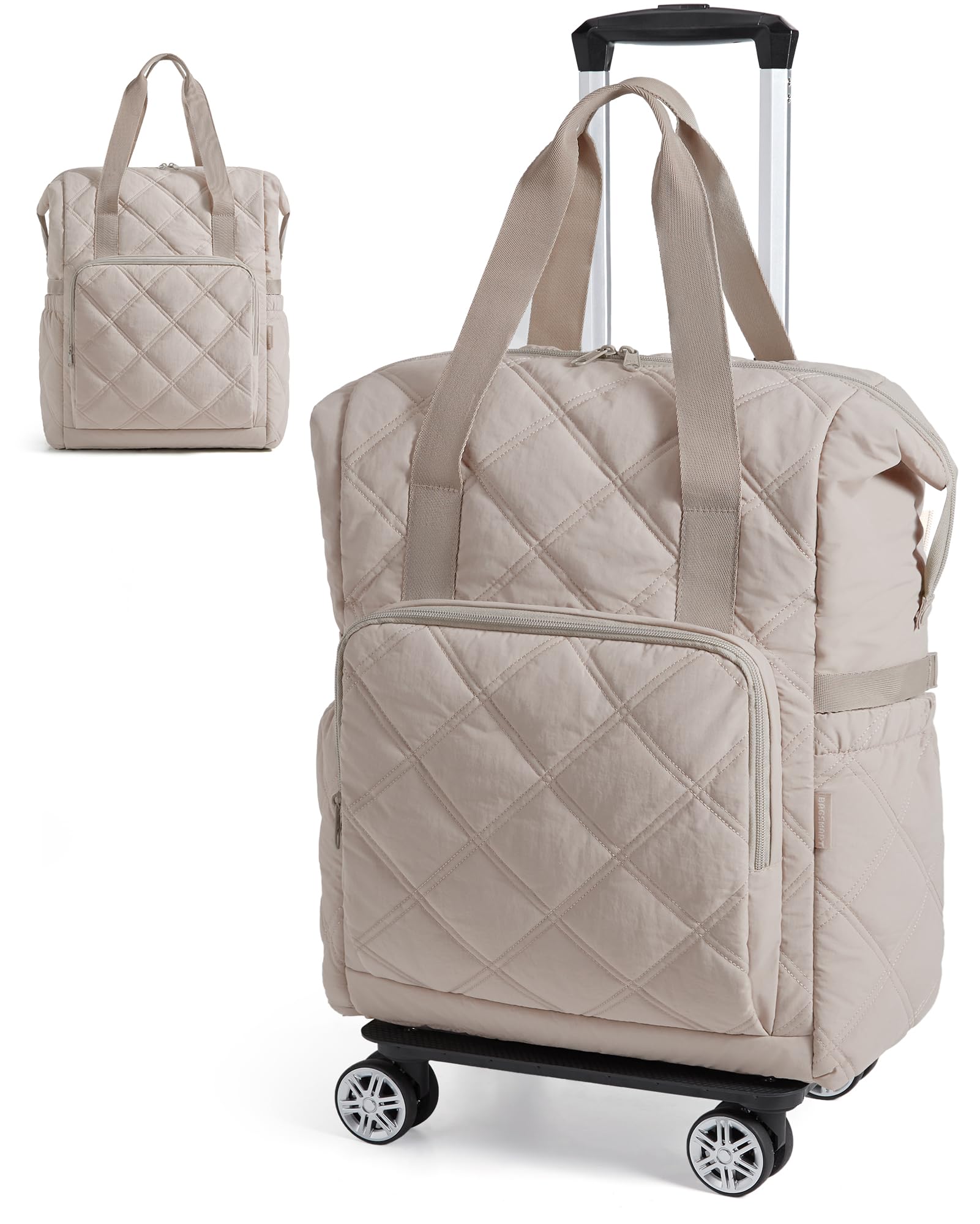 Photo 1 of ***WHEELS NOT INCLUDED*****BAGSMART Rolling Duffle Bag with Wheels, 35L Carry on Travel Bag with Detachable Wheels, PVC Wet Pocket Duffel bag with Wheels, Camel