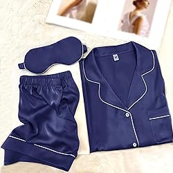WJing Yi Jia Womens Pajama Sets XS-4XL Silk Satin