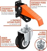 Ronlap 2.5" Heavy Duty Retractable Casters 4 Pack Workbench Wheels 300KG Side view 2