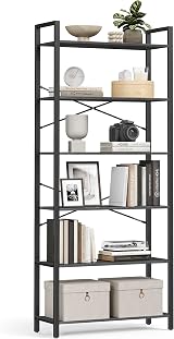 VASAGLE 6-Tier Bookshelf Ebony Black and Ink Black LLS082B56 30 x 80 x 186 cm