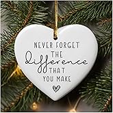 Never Forget The Difference You Make, Thank You Gift, Company Coworker, Midwife Gift, Ceramic Heart, Team Thank You, Appreciation Ornament
