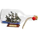 SAILINGSTORY Pirate Ship in a Bottle Ship Model Black Pearl Distressed | Nautical Coastal Beach Decoration