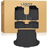 LASFIT Floor Mats & Trunk Mat for Honda CR-V 2007-2011 EX-L EX LX SE, All Weather TPE Custom Fit Floor Liner,1st & 2nd Row & Trunk Liner Full Set, Black
