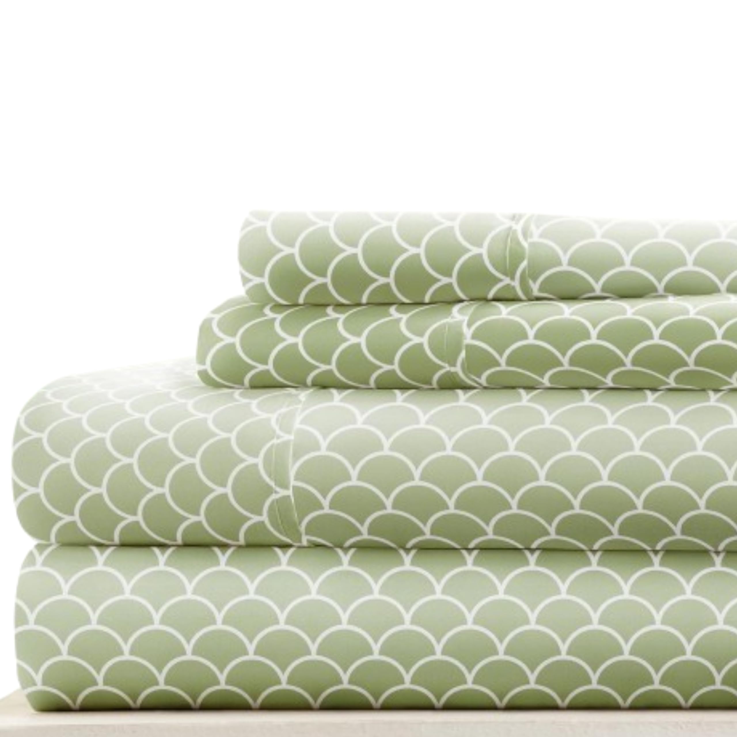 Linen Market 3 Piece Twin Bedding Sheet Set (Sage Scallops) - Sleep Better Than Ever with These Ultra-Soft & Cooling Bed Sheets for Your Twin Size Bed - Deep Pocket Fits 16" Mattress