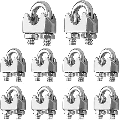 YEYIT M4 Wire Rope Clamp 10 Pcs Stainless Steel U-Shape Cable Clip 4mm