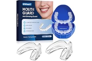 SWturK Mouth Guard for Clenching Teeth at Night, Mouth Guard for Grinding Teeth at Night, Comfortable & Reusable Adult Teeth Grinding Mouthguards for Sleeping, Includes 4pcs & 1 Travel Case