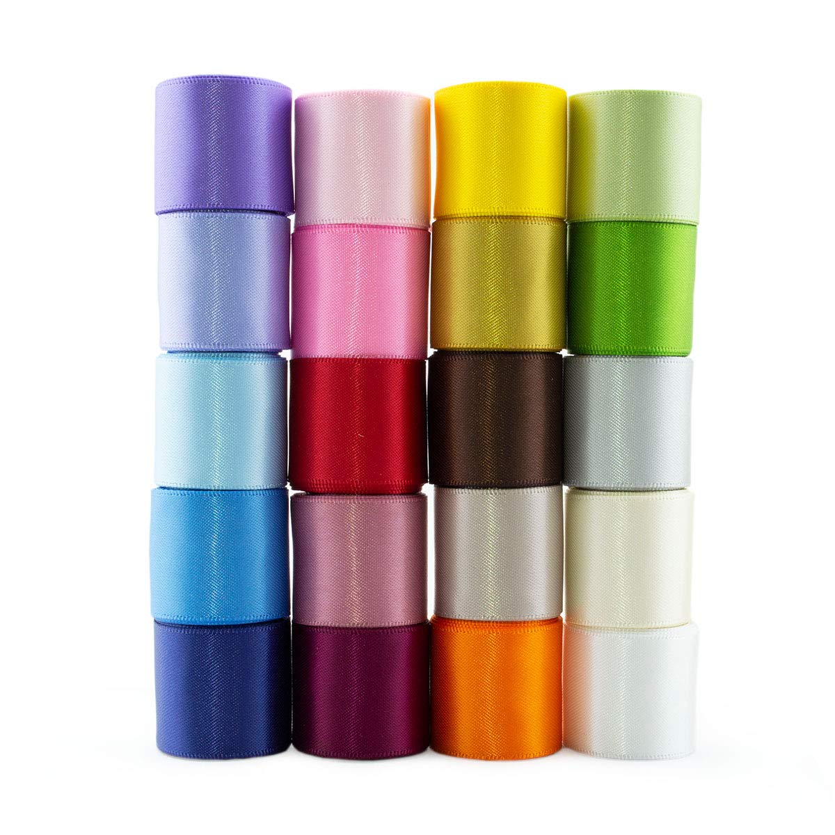 Summer-Ray 40 Yards (20 x 2 Yards) Double Sided Satin Ribbon 1" (25mm) 20 Mixed Colours Value Pack