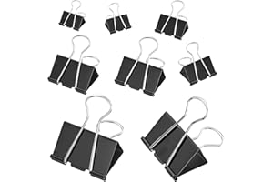 200 Count Binder Clips Assorted Sizes, 4 Sizes Large, Medium, Small, Mini, Metal Paper Clamps, Bulk Black Clips Office Supplies (1 1/4", 1", 3/4", 1/2 Inch) KKEETUR