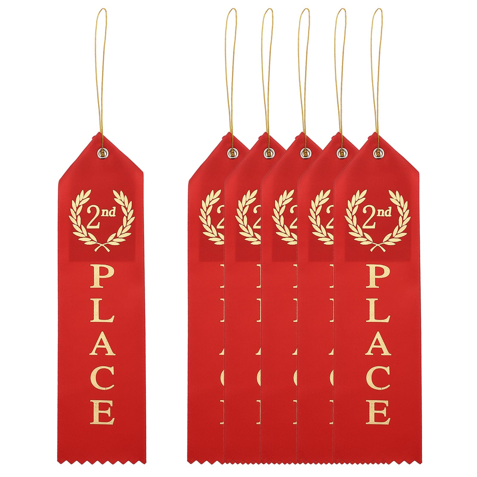 PATIKIL Award Ribbons, 6 Pcs 2nd Winner Ribbons with Even Card and Rope Achievement Ribbons for Competition Sport Even, Red