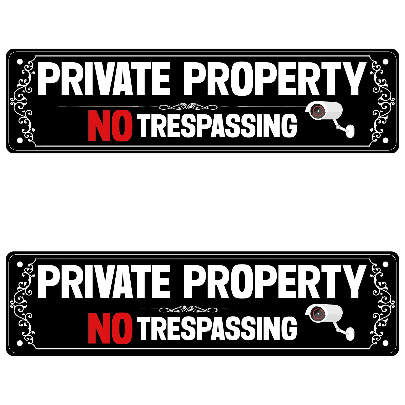 2 Pcs Private Property No Trespassing Metal Sign, Private Property Signs Warning Signs Reflective Aluminum Metal Sign for House Door Fence Gate