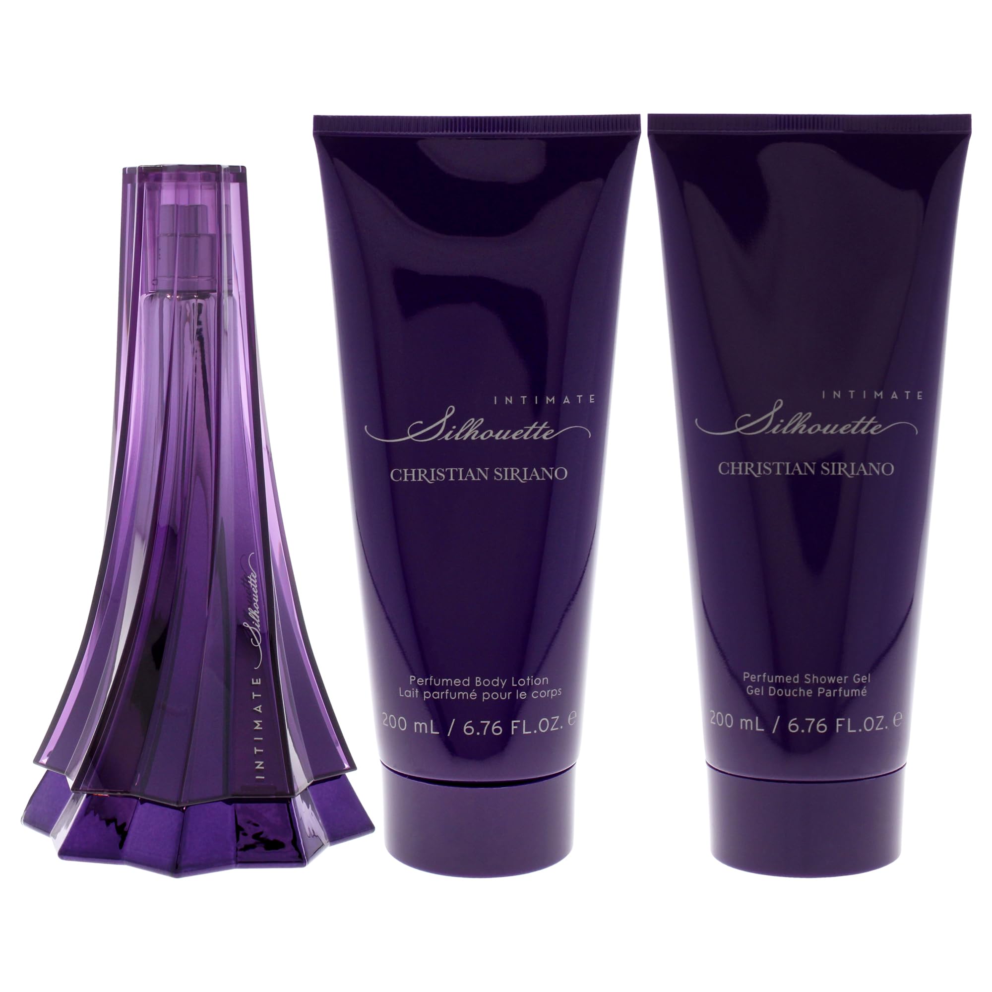 Christian Siriano Silhouette Intimate for Women - 3 Pc Gift Set 3.4oz EDP Spray, 6.76oz Body Lotion, 6.76oz Shower Gel